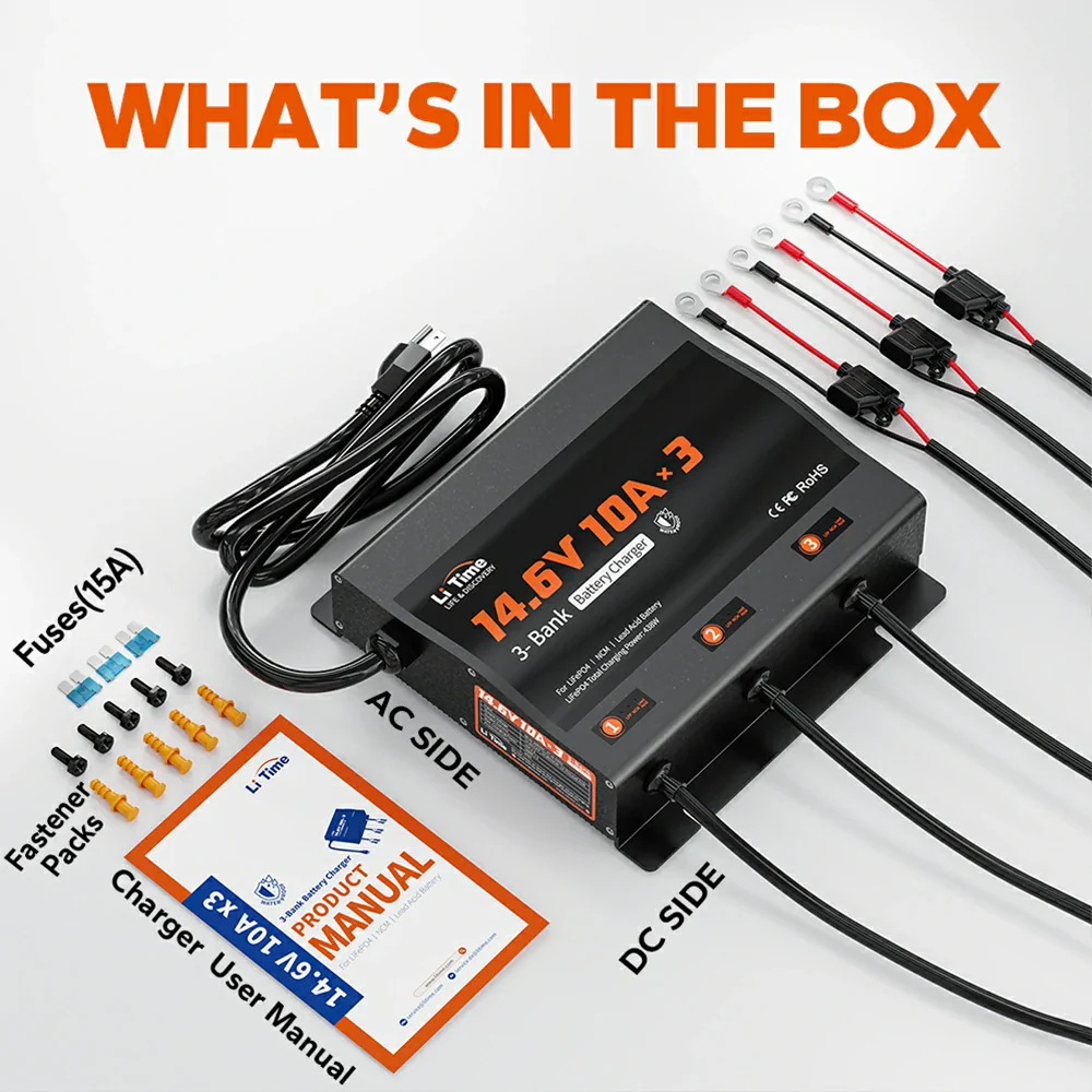 LiTime 3 Bank 12V 10A Battery Charger - Image 9