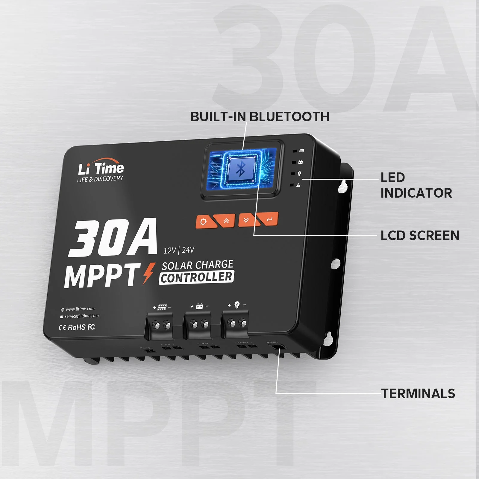 ✅Like New✅LiTime 30A MPPT 12V/24V Bluetooth Solar Charge Controller - Image 5