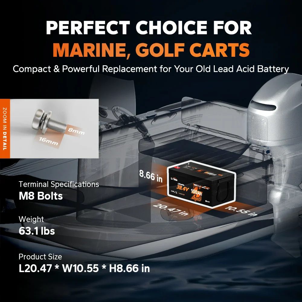 ✅Like New✅LiTime 36V 100Ah OBM Outboard Motor Lithium Marine Electric Boat Battery - Image 5
