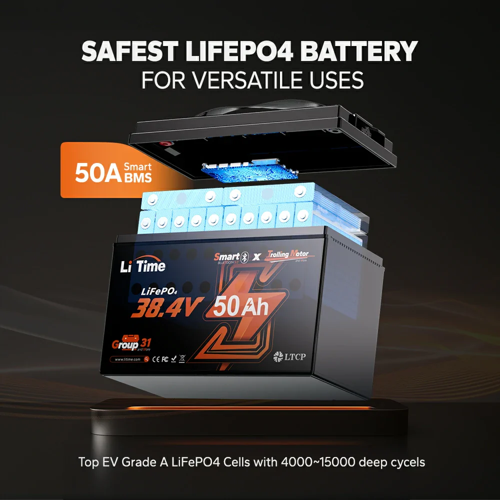 LiTime 36V 50Ah Marine Trolling Motor Lithium Bluetooth Battery - Image 7