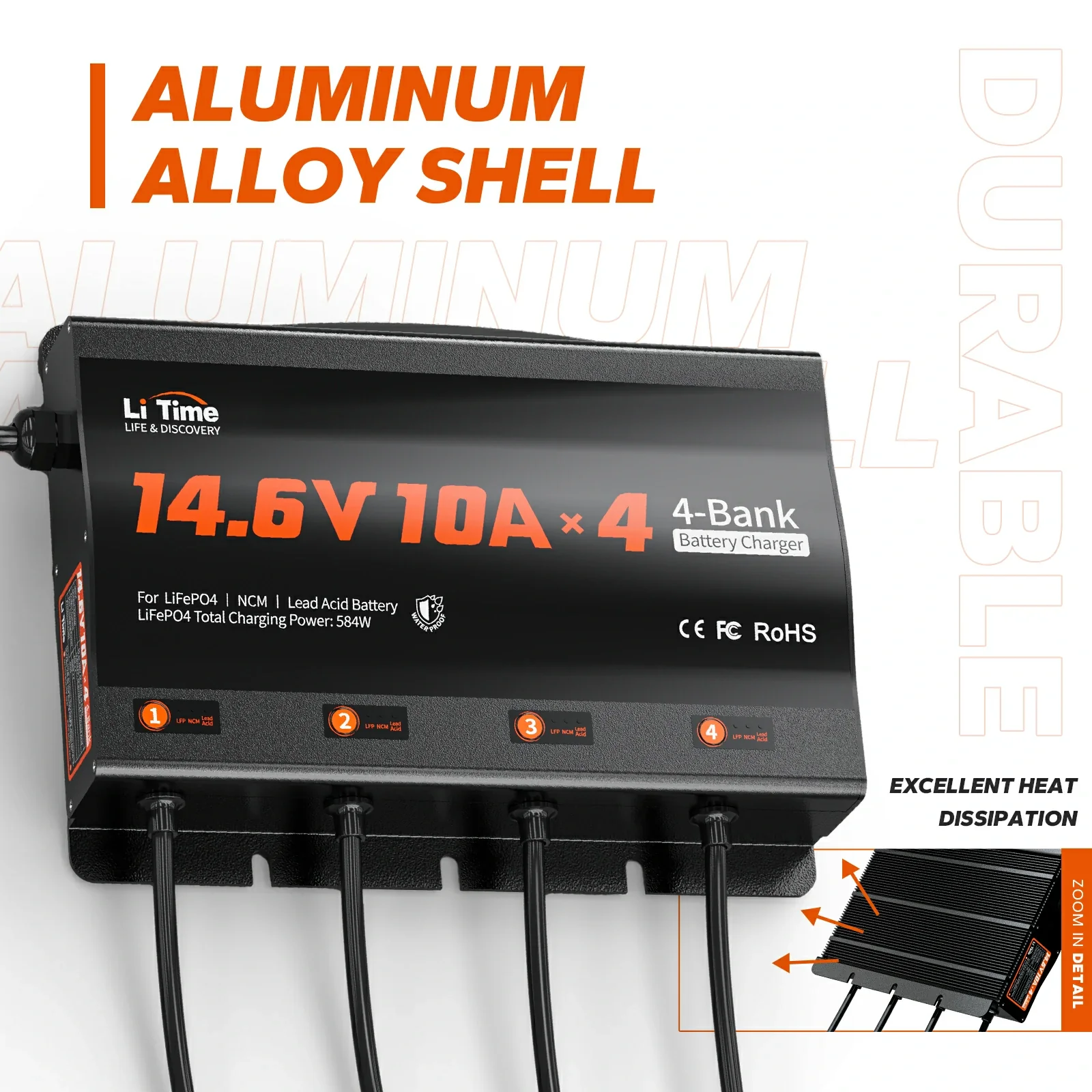 LiTime 4 Bank 12V 10A Battery Charger for Marine, RV - Image 6
