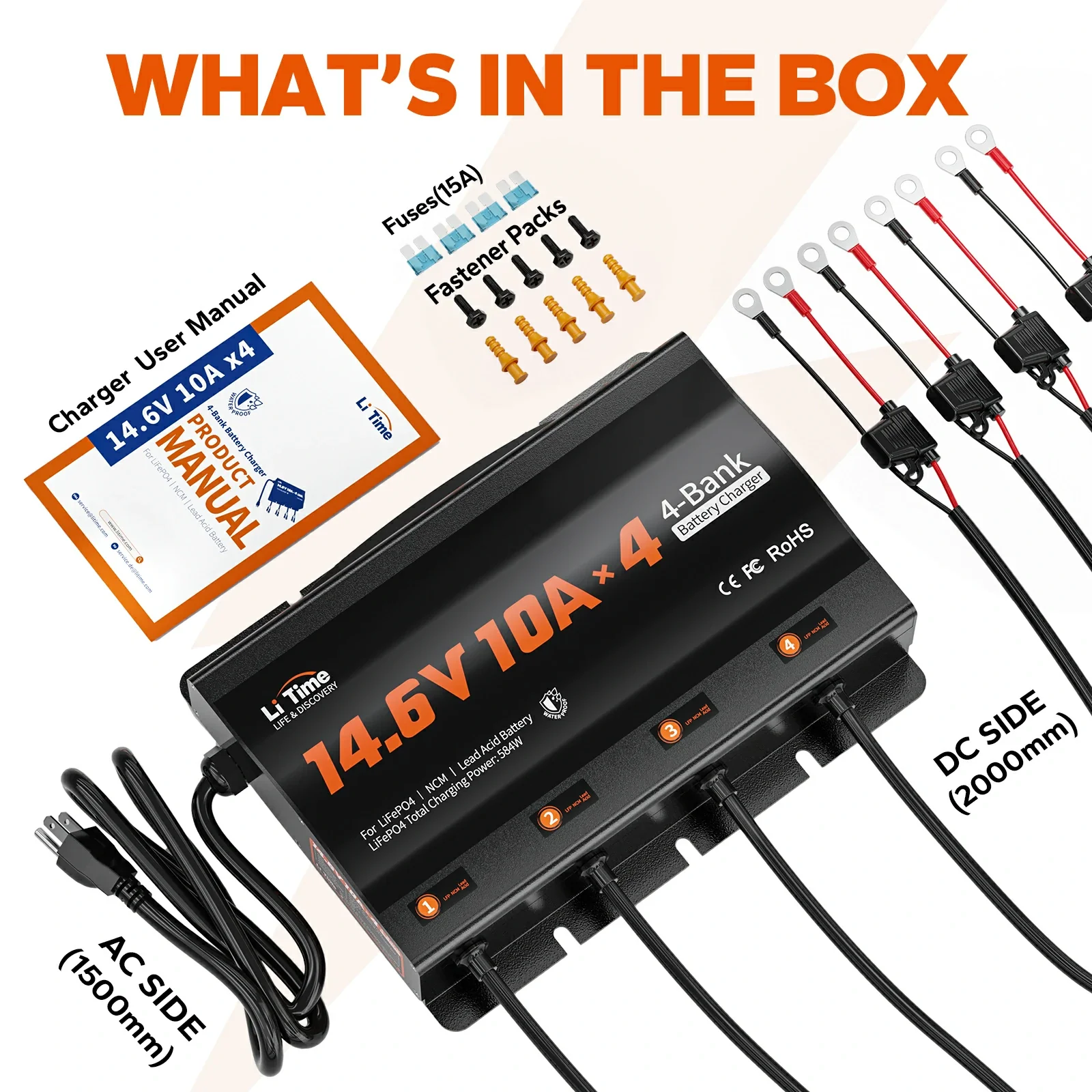 LiTime 4 Bank 12V 10A Battery Charger for Marine, RV - Image 9