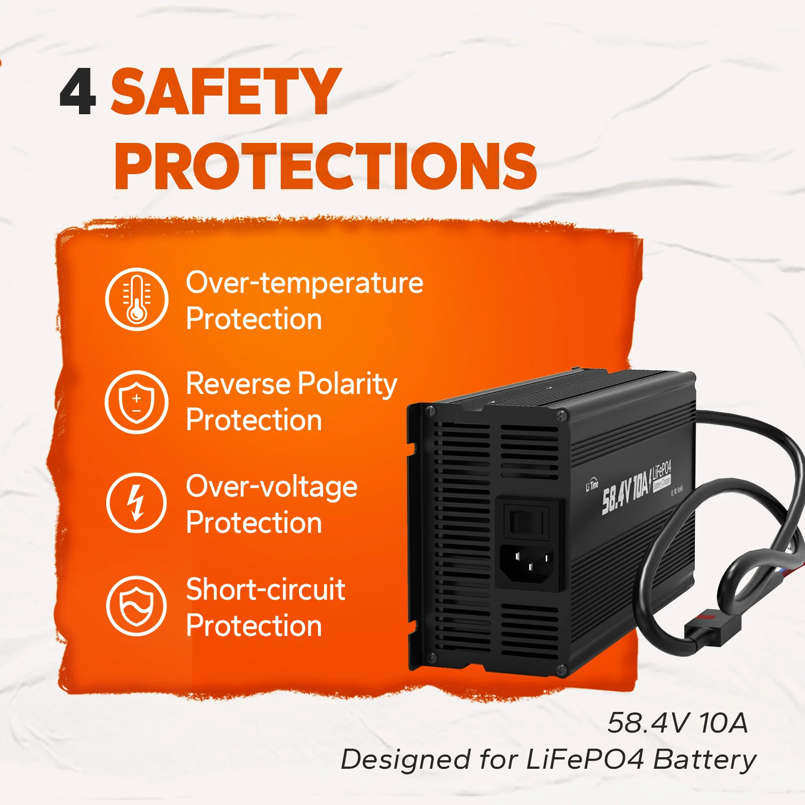 【Like New】LiTime 48V (58.4V) 10A LiFePO4 Lithium Battery Charger - Image 5