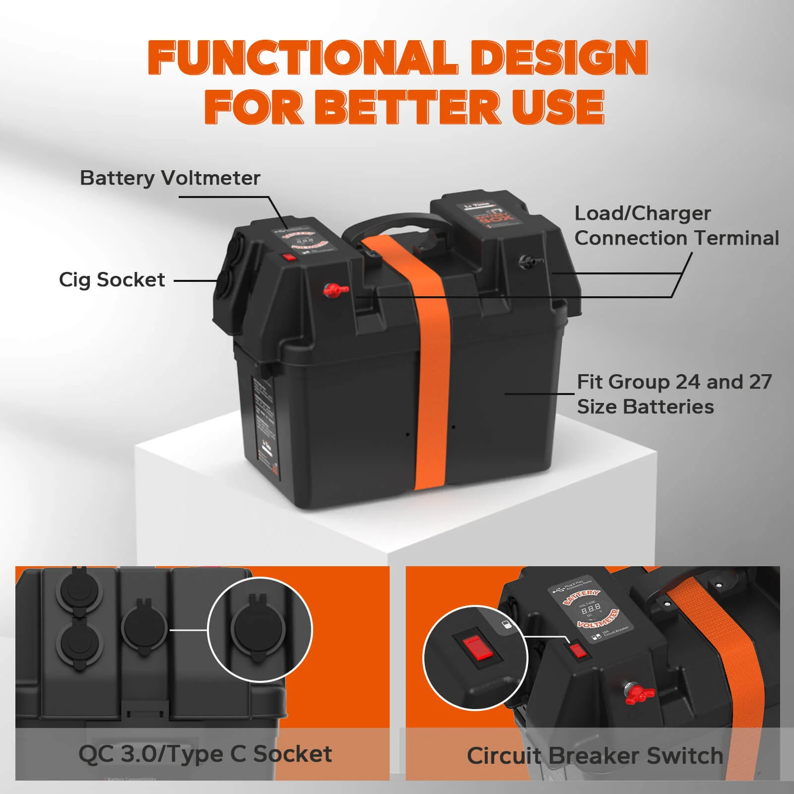 ✅Like New✅ LiTime Group 24/27/31 Battery Box, Built-in Voltmeter - Image 3
