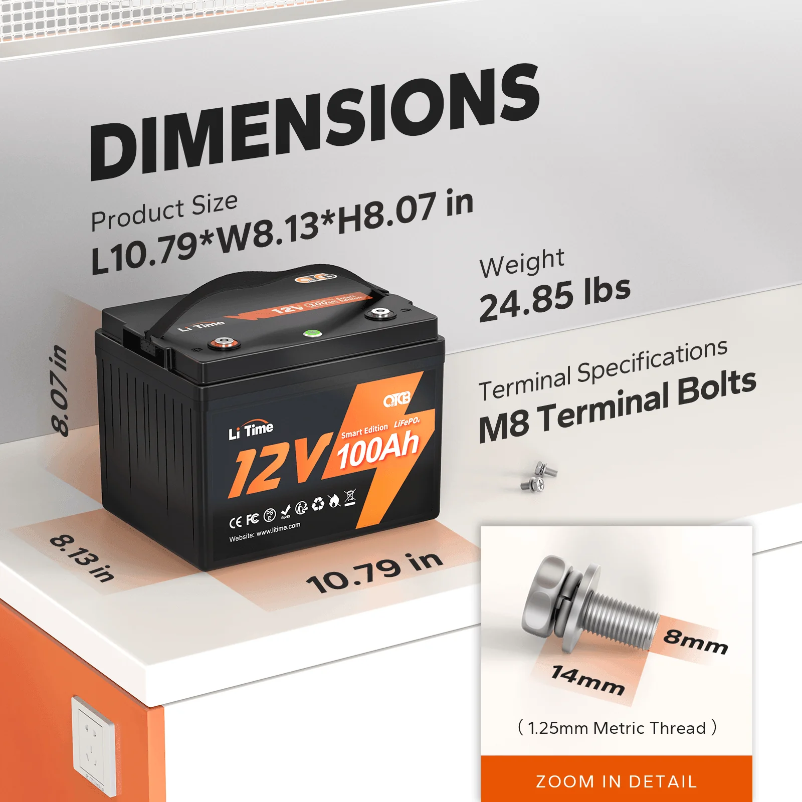 ✅Like New✅LiTime 12V 100Ah Smart LiFePO4 Lithium Battery - Image 2
