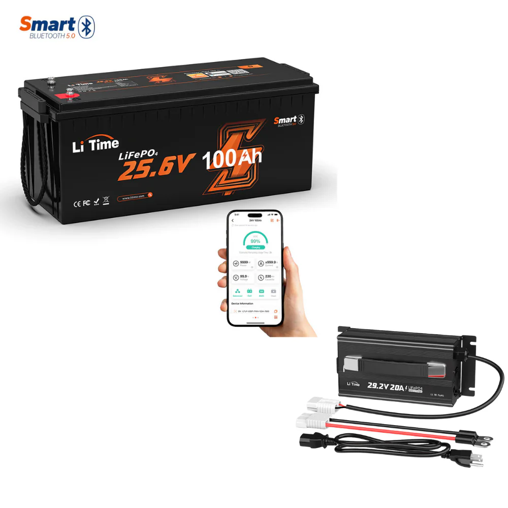 LiTime 24V 100Ah LiFePO4 Bluetooth Lithium RV, Marine Battery with Low-Temp Protection - Image 14