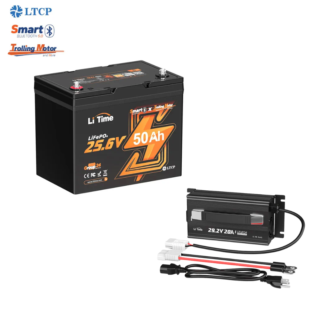 LiTime 24V 50Ah TM LiFePO4 Lithium Marine Trolling Motor Bluetooth Battery - Image 10