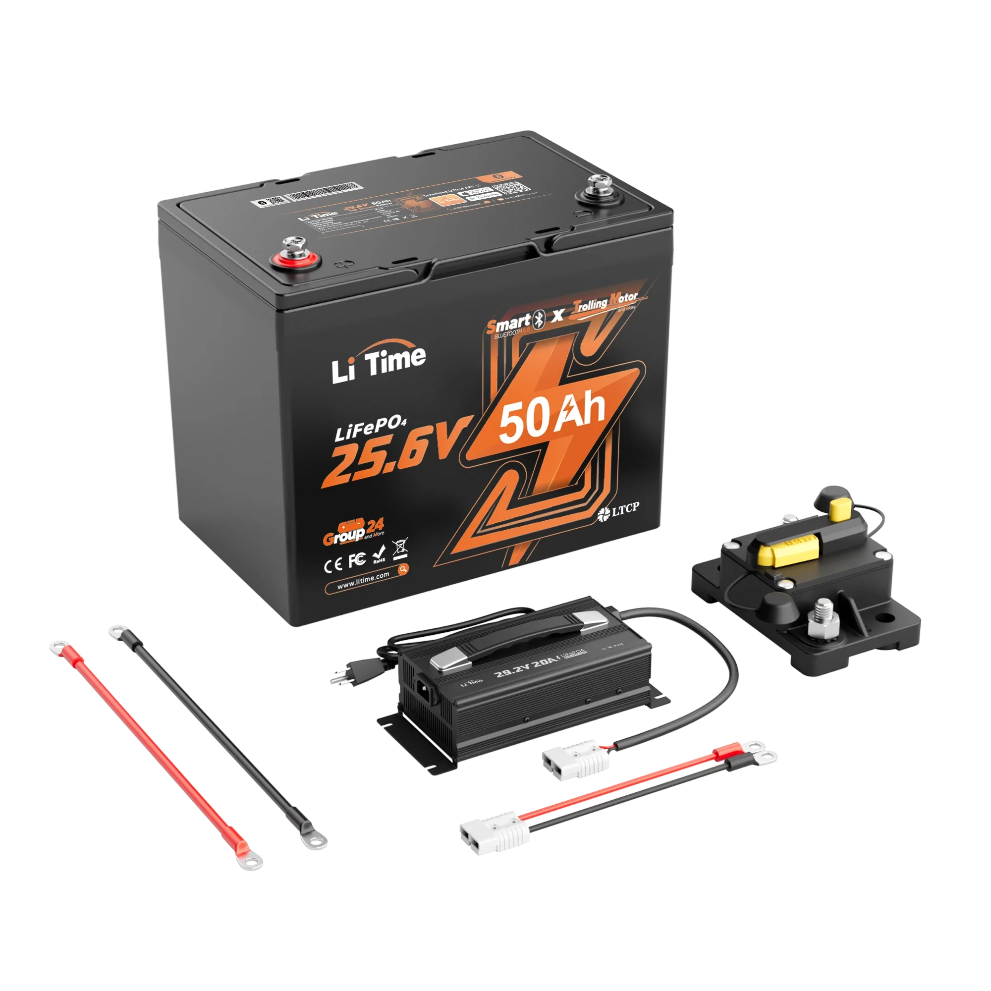 LiTime 24V 50Ah TM LiFePO4 Lithium Marine Trolling Motor Bluetooth Battery - Image 12