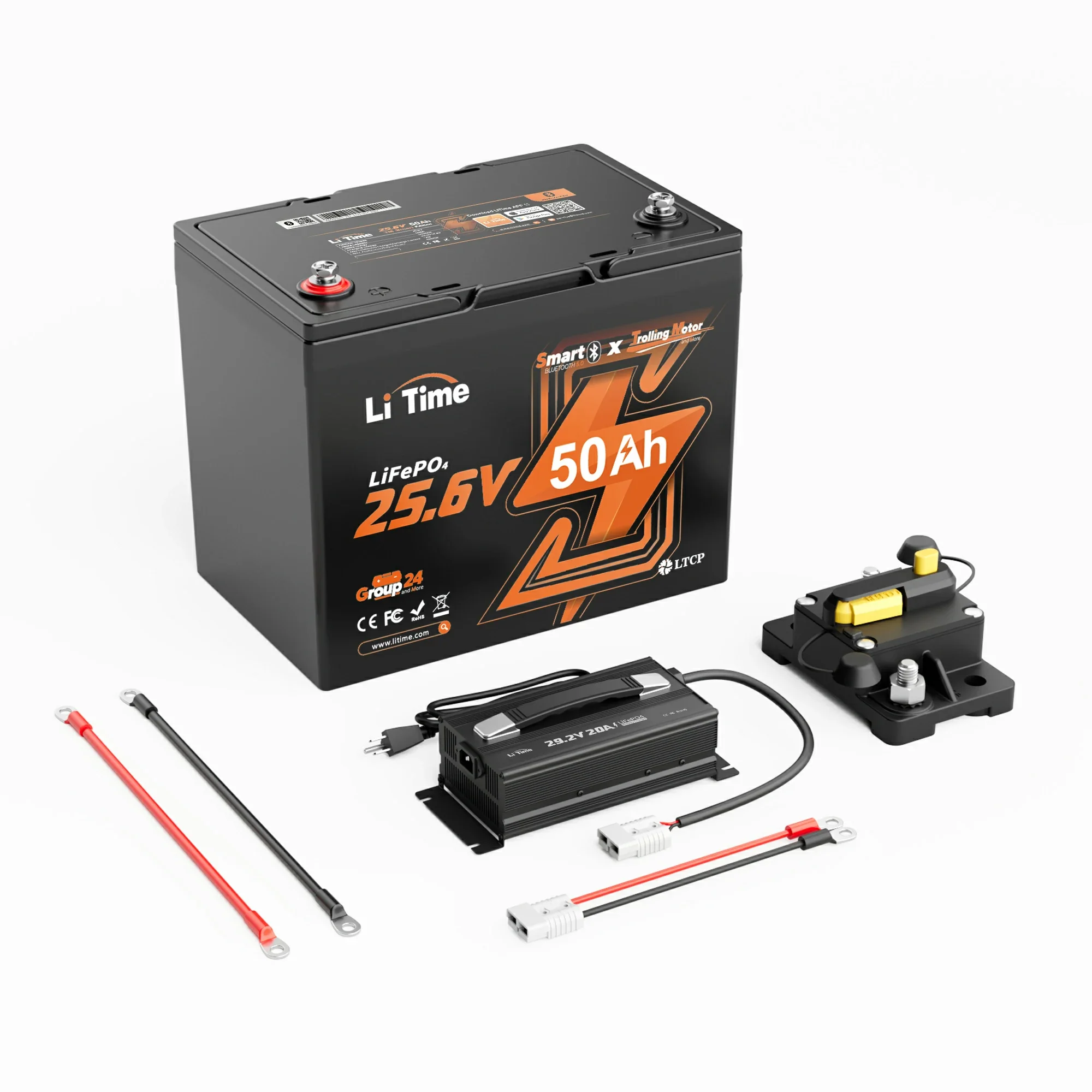 LiTime 24V 50Ah TM LiFePO4 Lithium Marine Trolling Motor Bluetooth Battery - Image 11