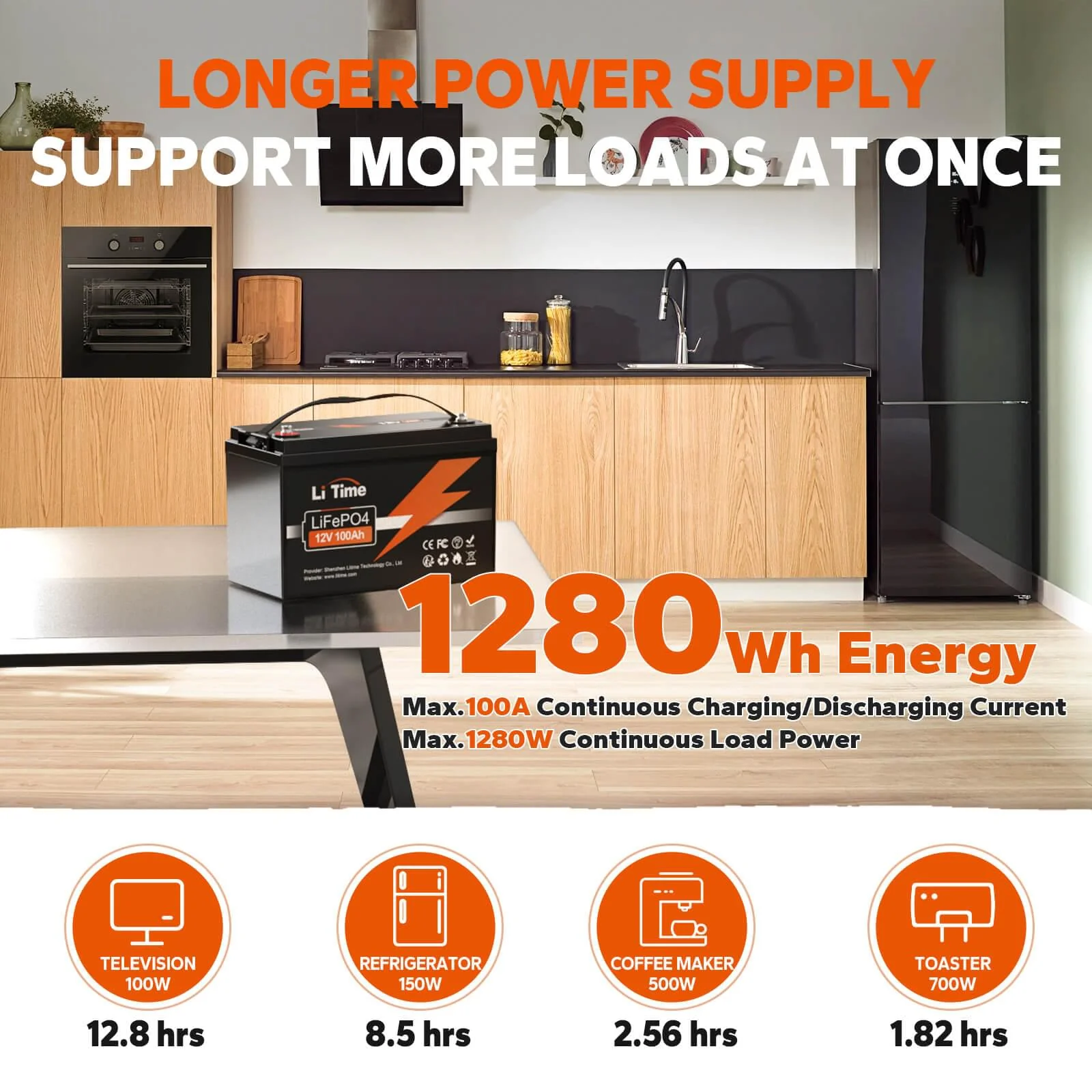 LiTime 12V 100Ah LiFePO4 Lithium Deep Cycle Battery - Image 6