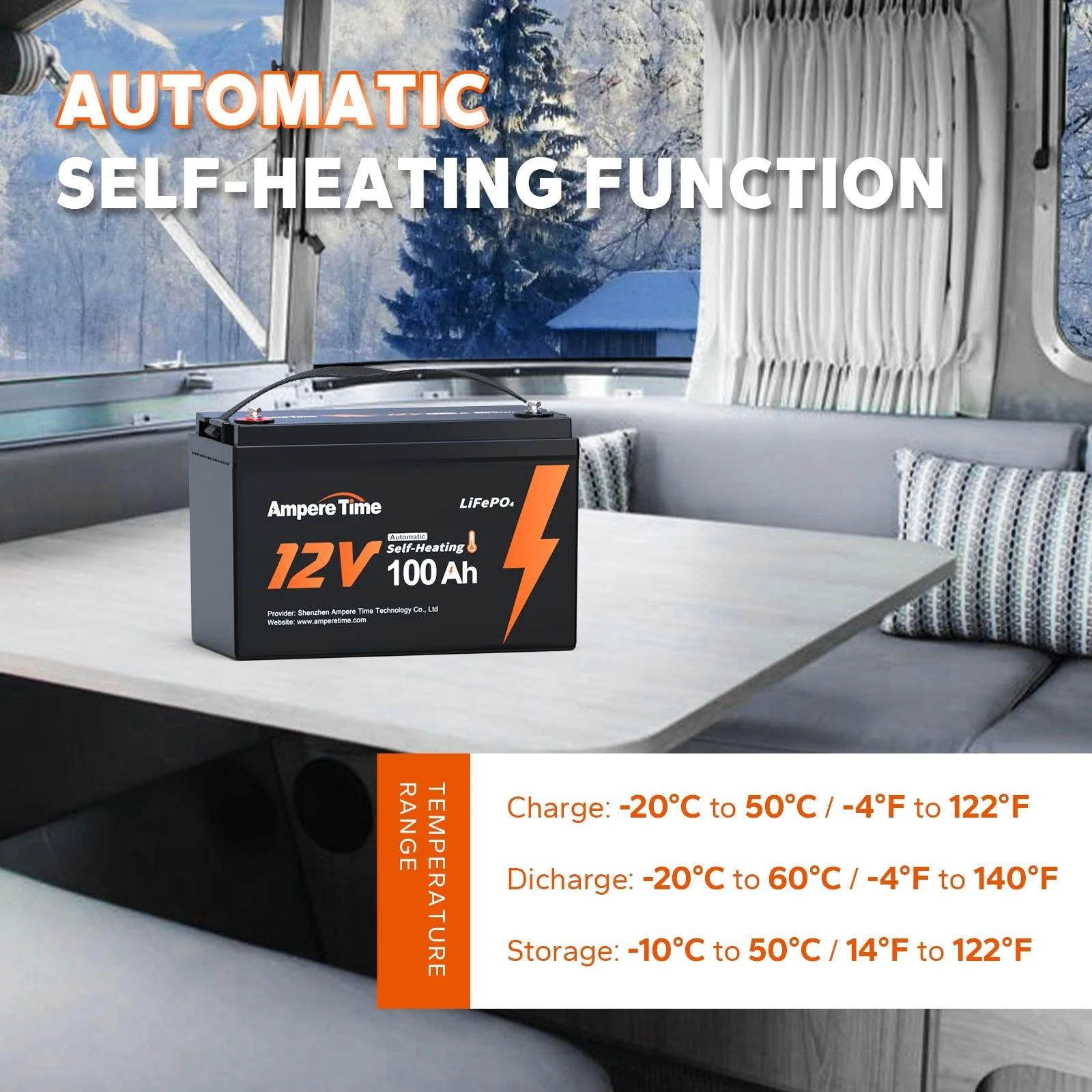 【Like New】LiTime 12V 100Ah Self Heating LiFePO4 Lithium Battery - Image 3