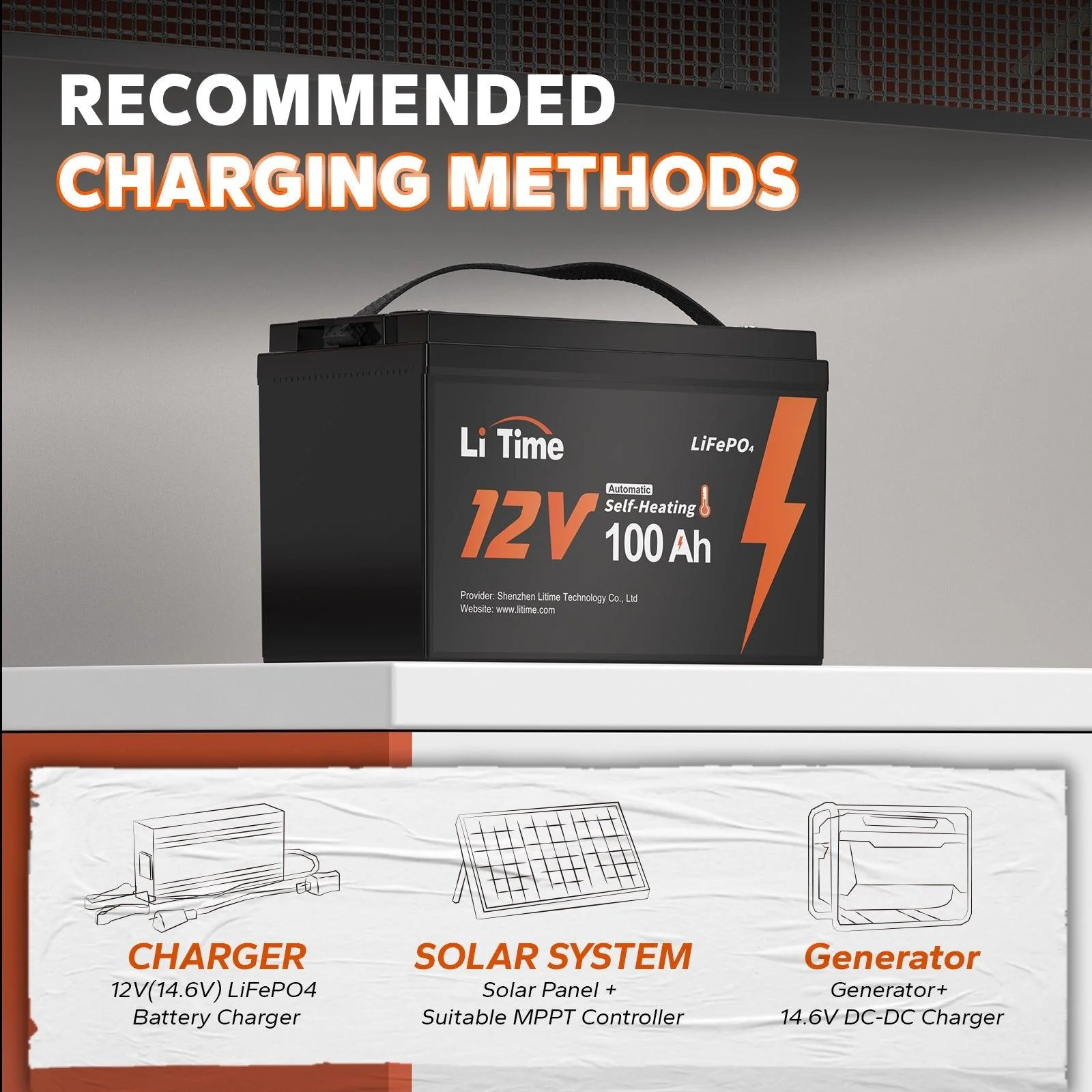 【Like New】LiTime 12V 100Ah Self Heating LiFePO4 Lithium Battery - Image 6